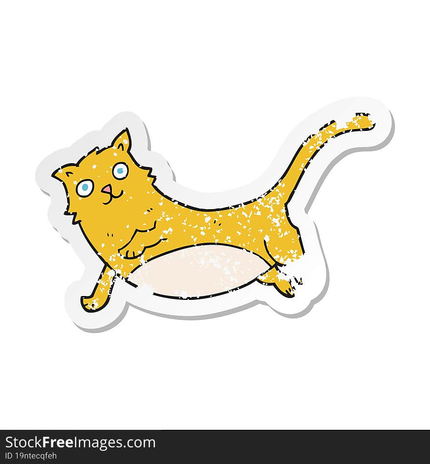 retro distressed sticker of a cartoon cat