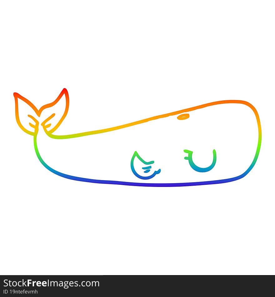 rainbow gradient line drawing cartoon sea whale