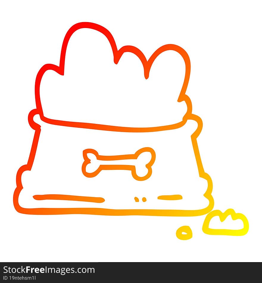 warm gradient line drawing of a cartoon dog food bowl