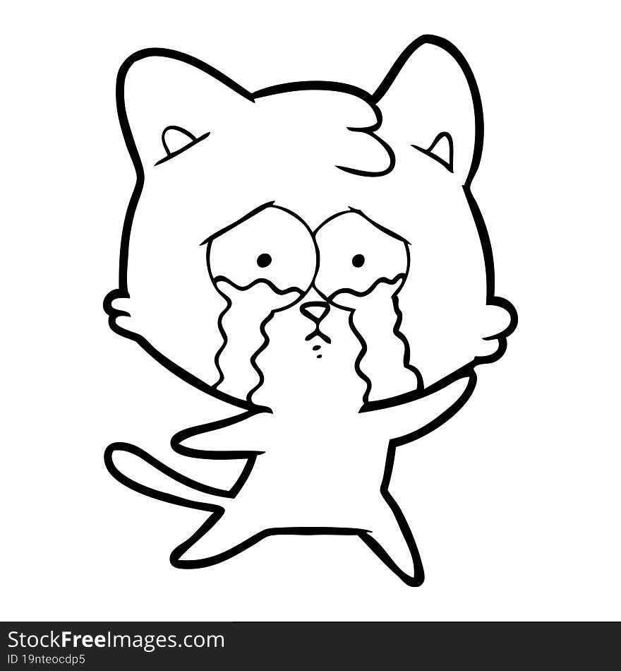 cartoon crying cat. cartoon crying cat