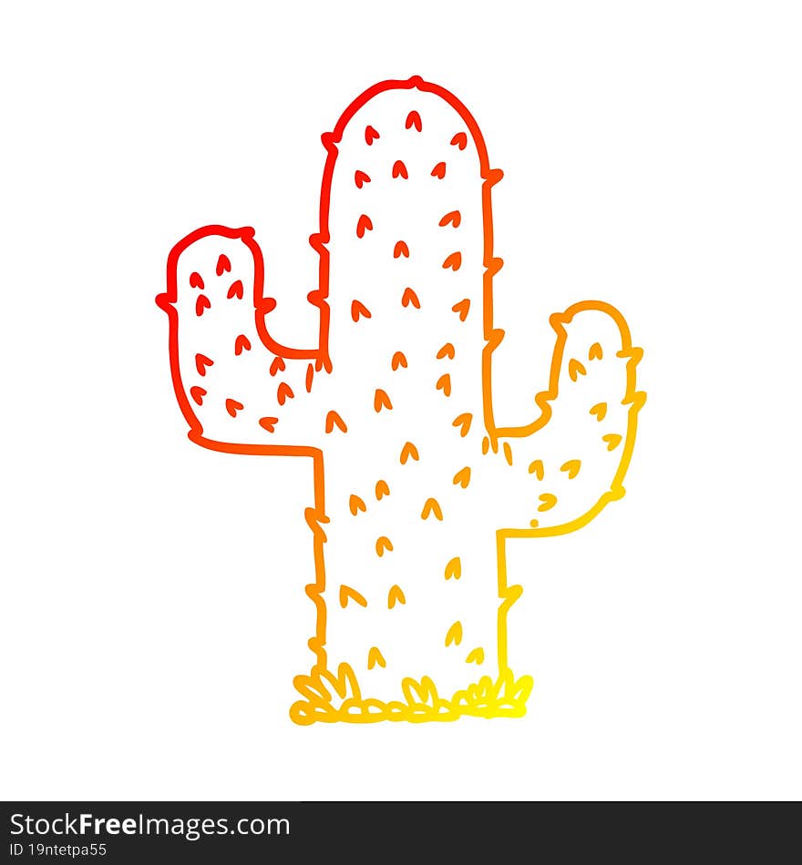 Warm Gradient Line Drawing Cartoon Cactus