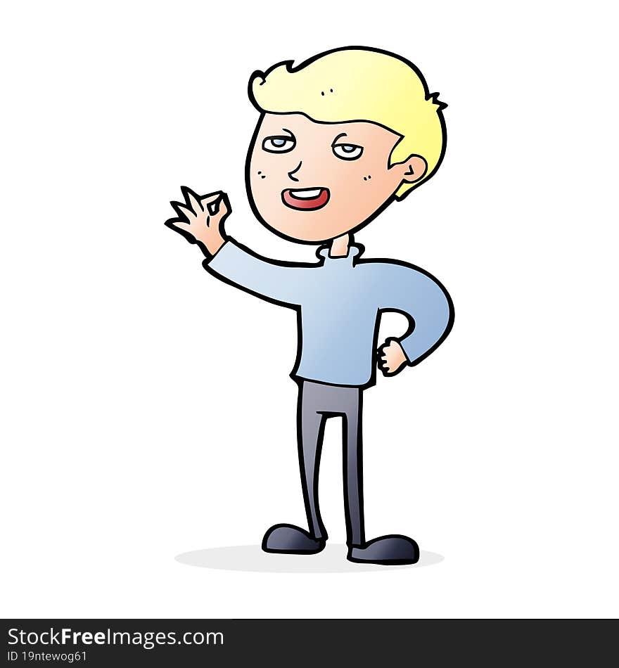 cartoon man making excellent gesture