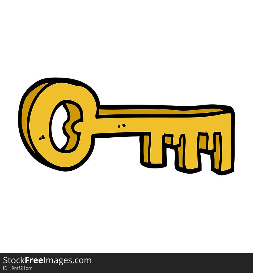 cartoon doodle gold key