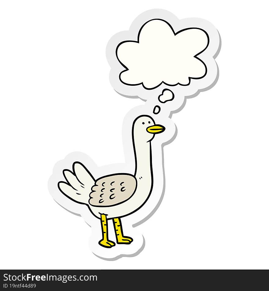 cartoon bird with thought bubble as a printed sticker