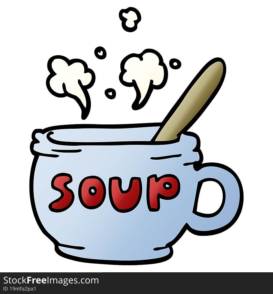 cartoon doodle of hot soup