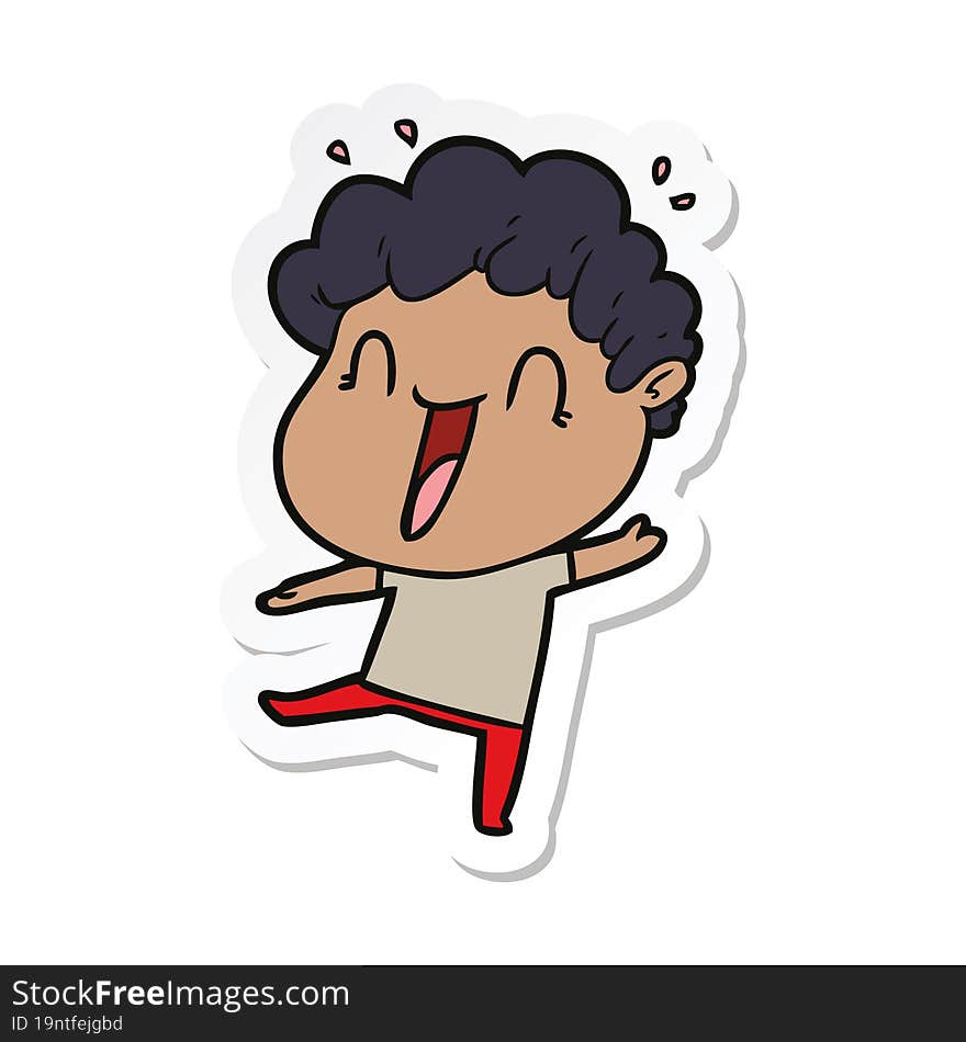 sticker of a cartoon happy man