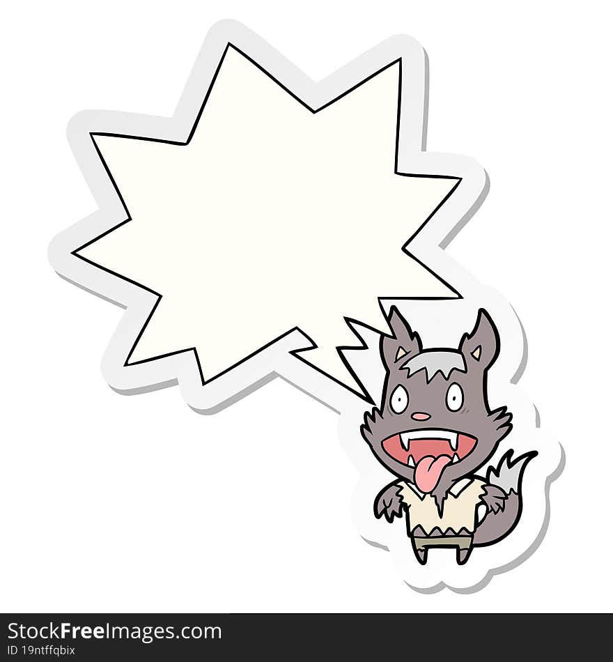 cartoon halloween werewolf with speech bubble sticker