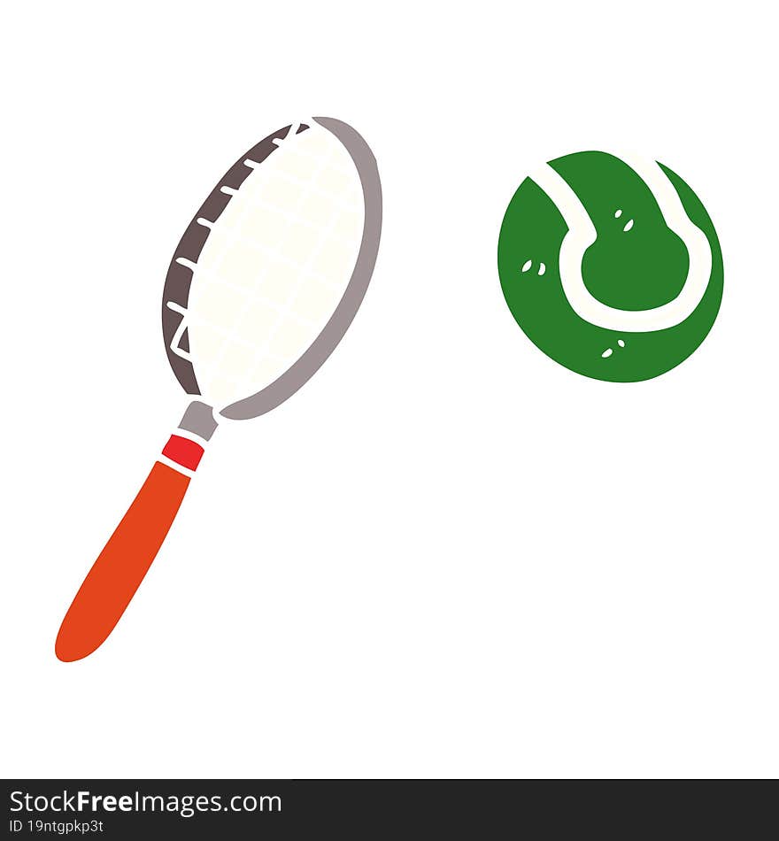 Cartoon Doodle Tennis Racket And Ball