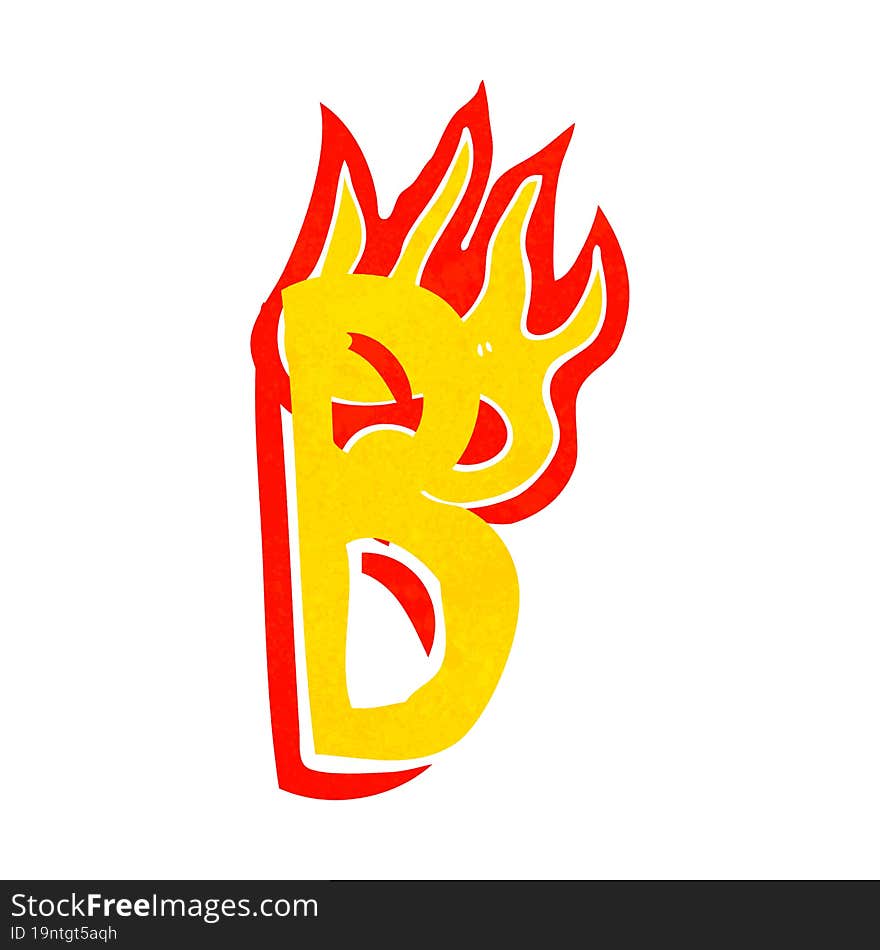 cartoon flaming letter