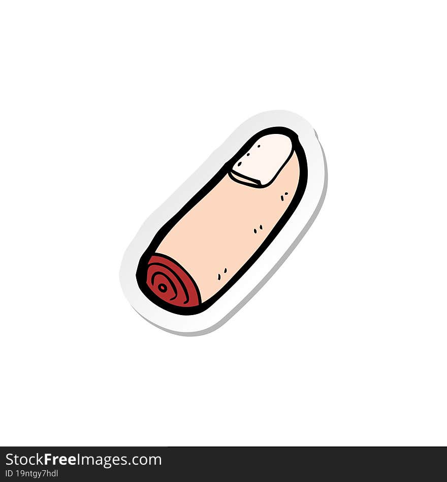 sticker of a cartoon severed finger