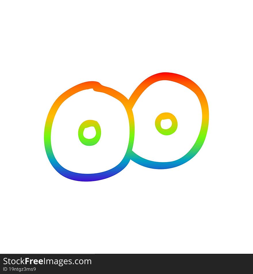 Rainbow Gradient Line Drawing Cartoon Staring Eyes