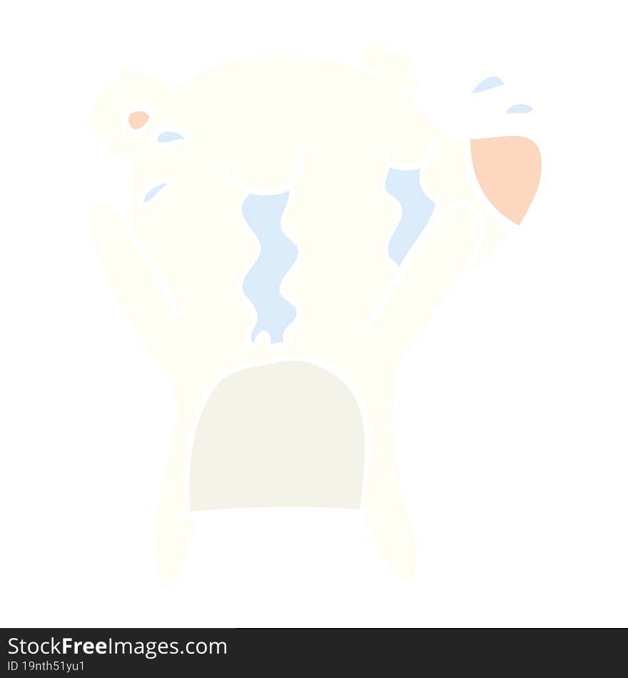 flat color style cartoon crying polar bear