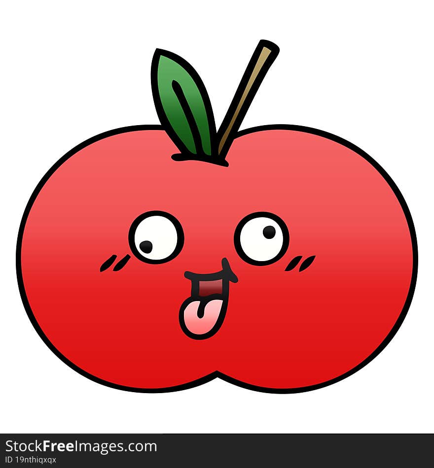 gradient shaded cartoon red apple