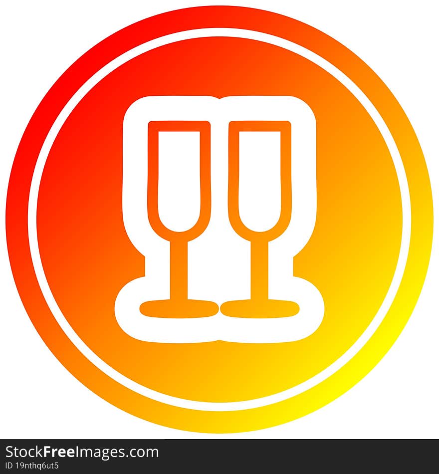 champagne glasses circular in hot gradient spectrum