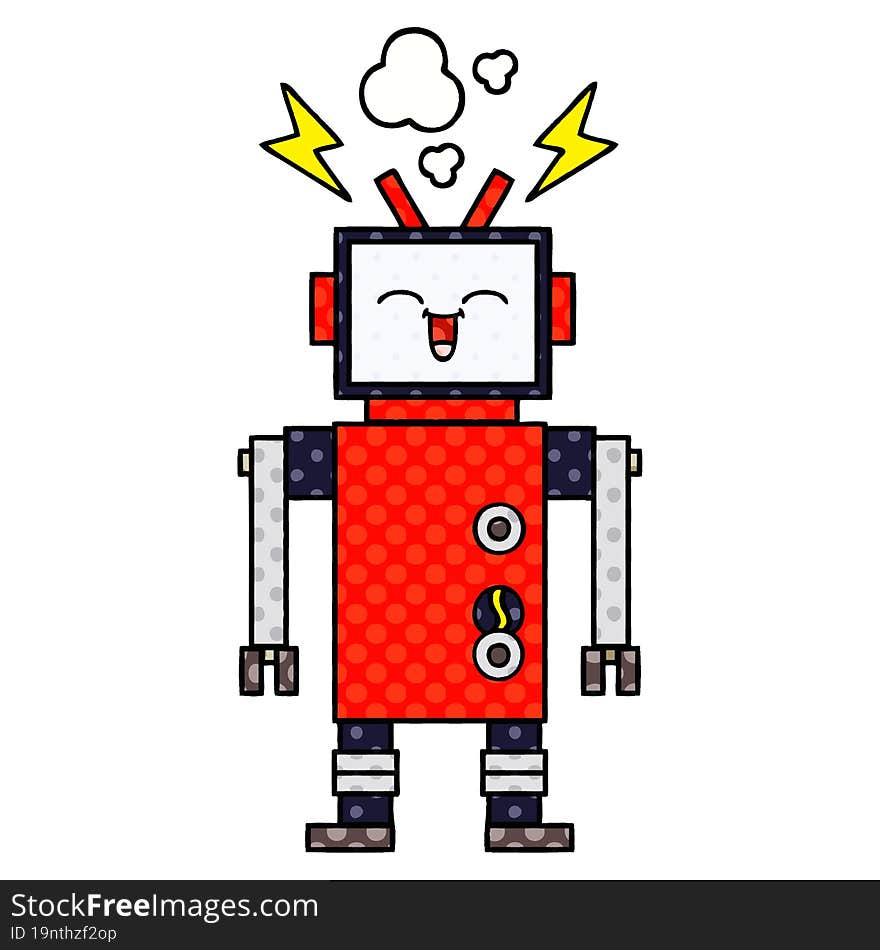 comic book style cartoon of a robot