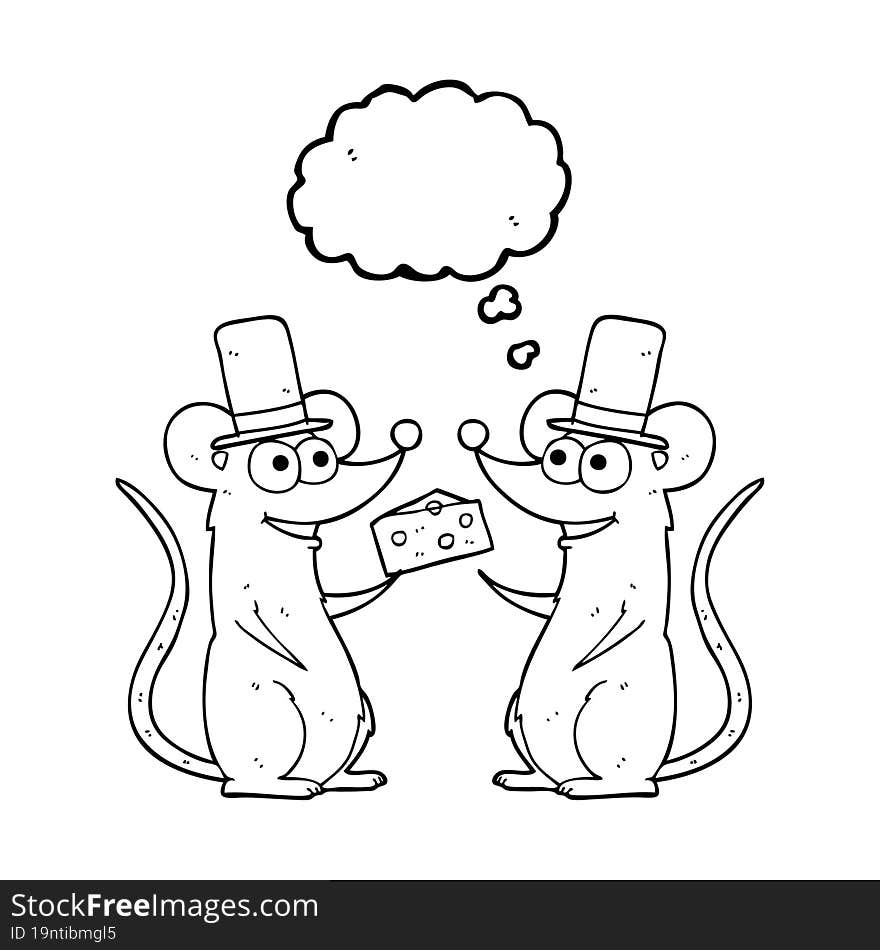 thought bubble cartoon mice with cheese