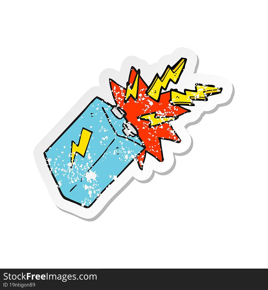 retro distressed sticker of a cartoon battery sparking