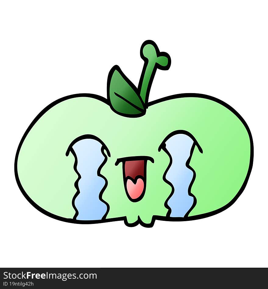 vector gradient illustration cartoon of a sad apple