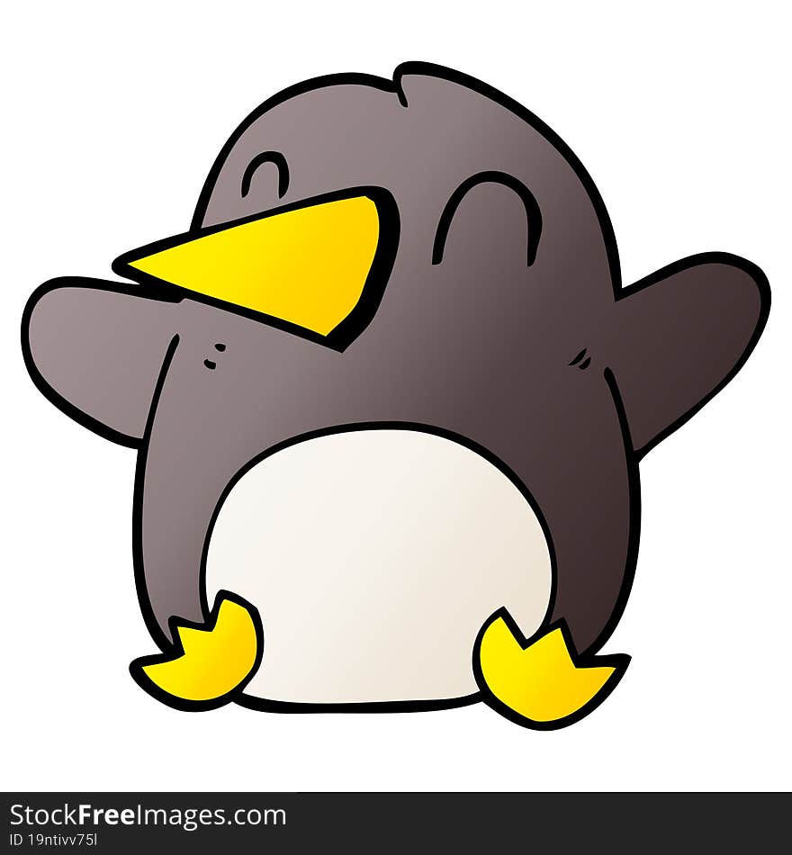 Cartoon Doodle Dancing Penguin