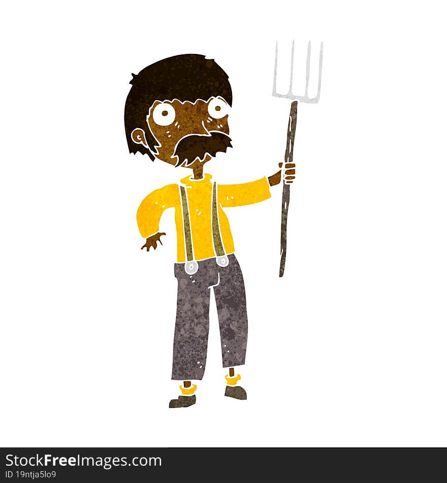 cartoon farmer with pitchfork