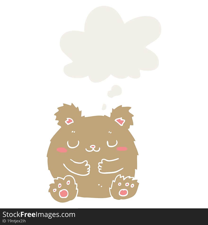 cute cartoon bear and thought bubble in retro style