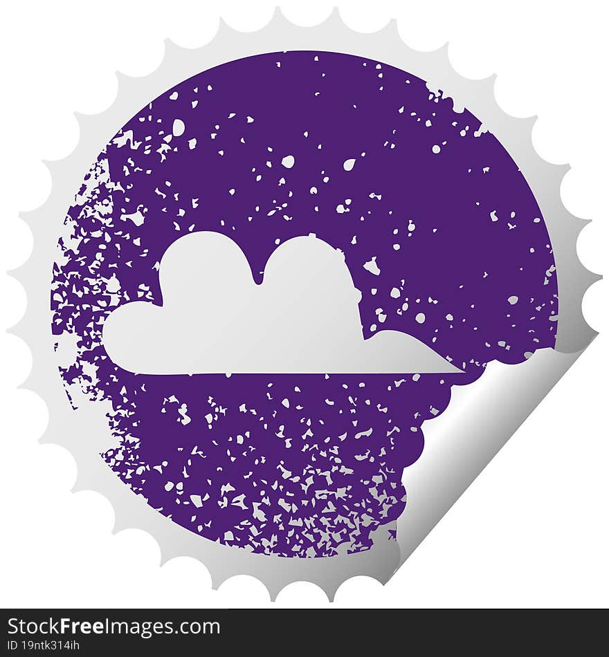 distressed circular peeling sticker symbol cloud