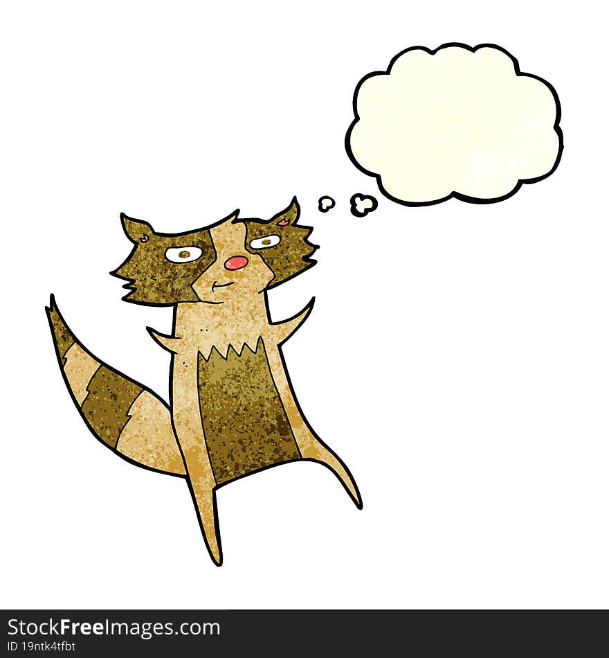 cartoon raccoon with thought bubble