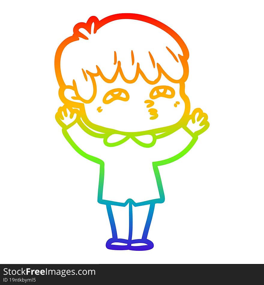 rainbow gradient line drawing cartoon curious man