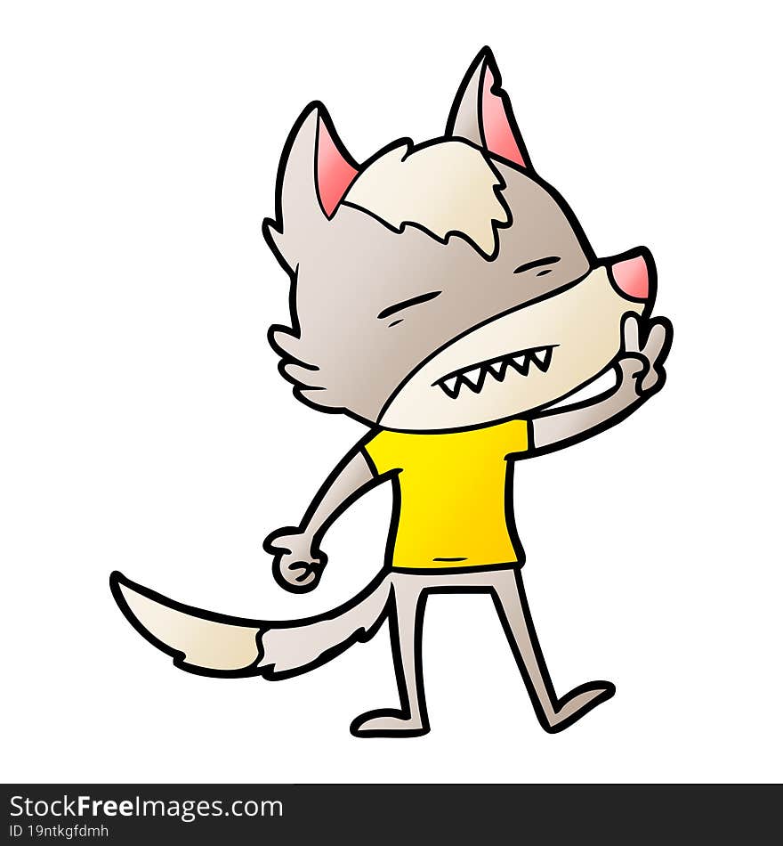 cartoon wolf showing teeth. cartoon wolf showing teeth