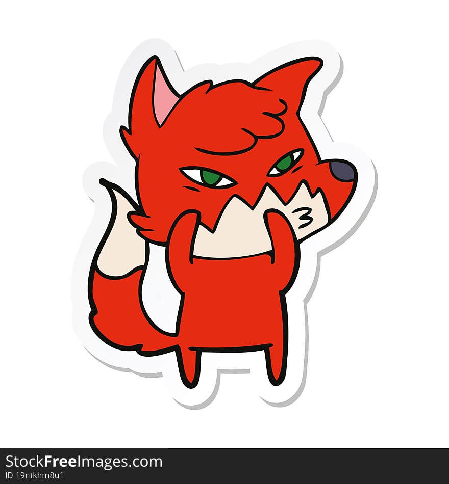 sticker of a clever cartoon fox