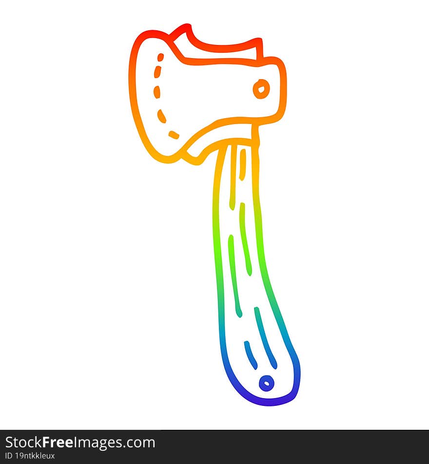 Rainbow Gradient Line Drawing Cartoon Long Axe