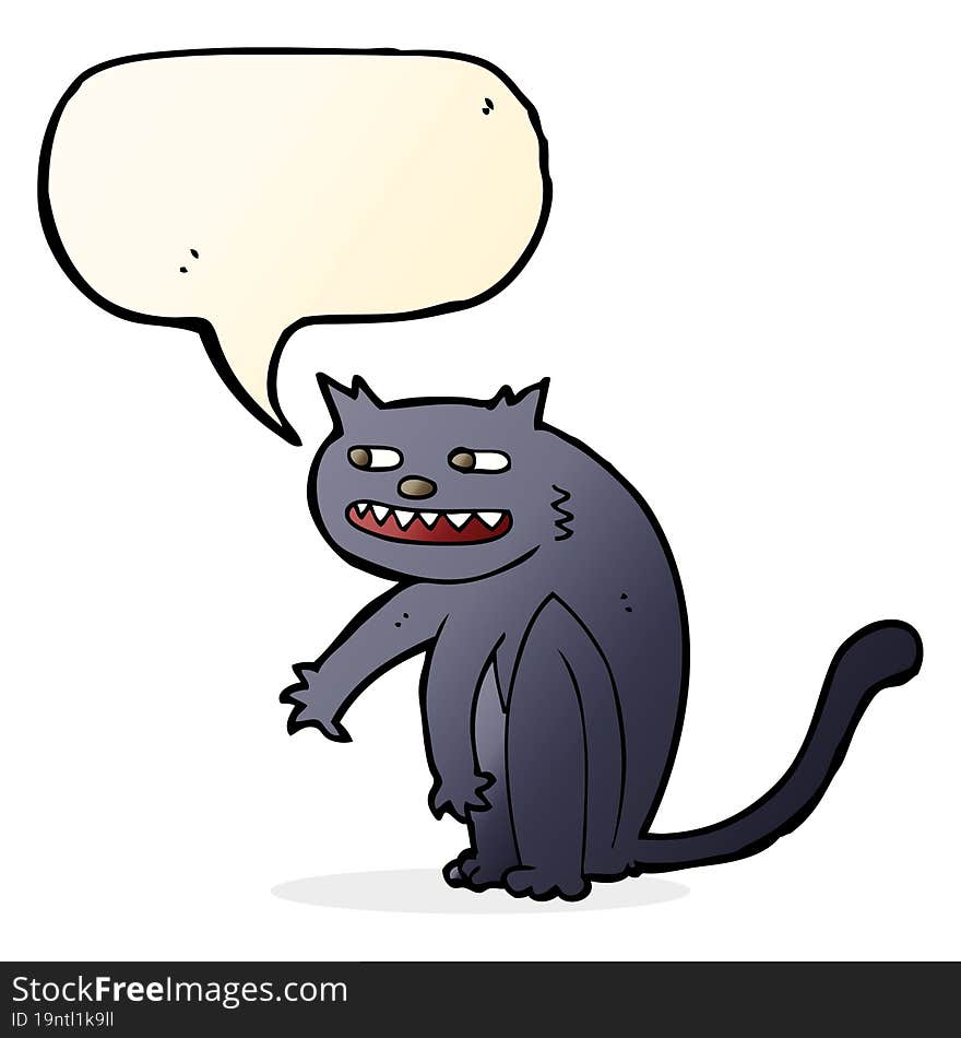 Cartoon Black Cat With Speech Bubble