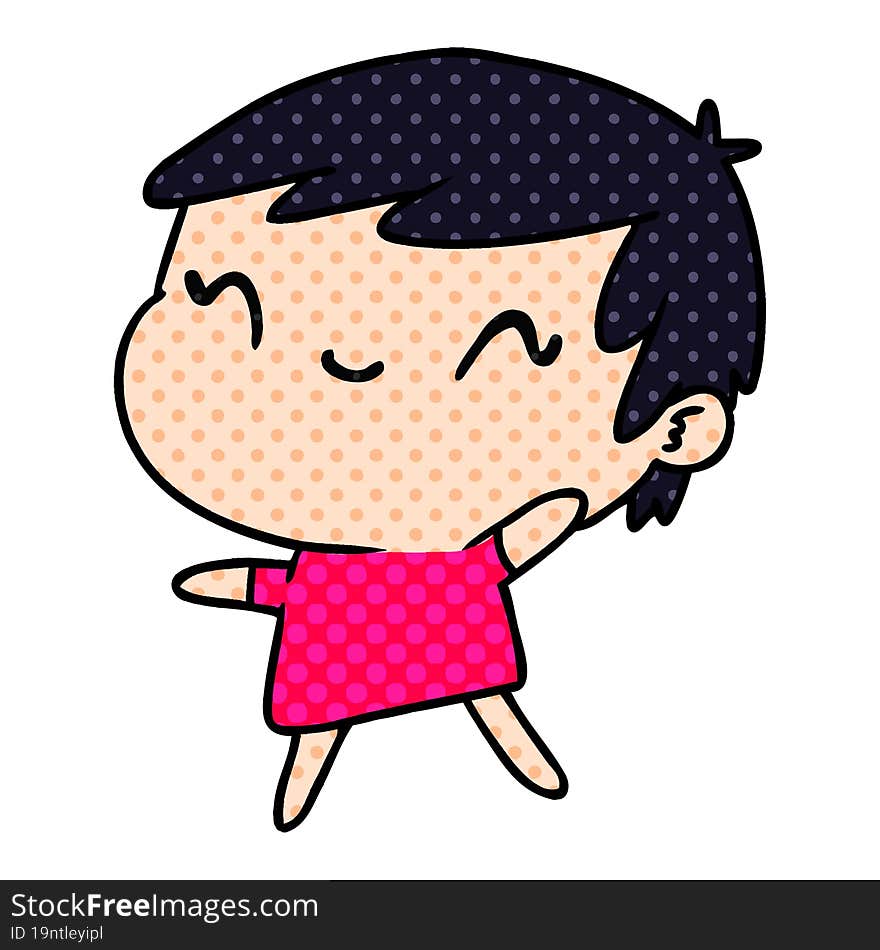 cartoon illustration of a cute kawaii girl. cartoon illustration of a cute kawaii girl