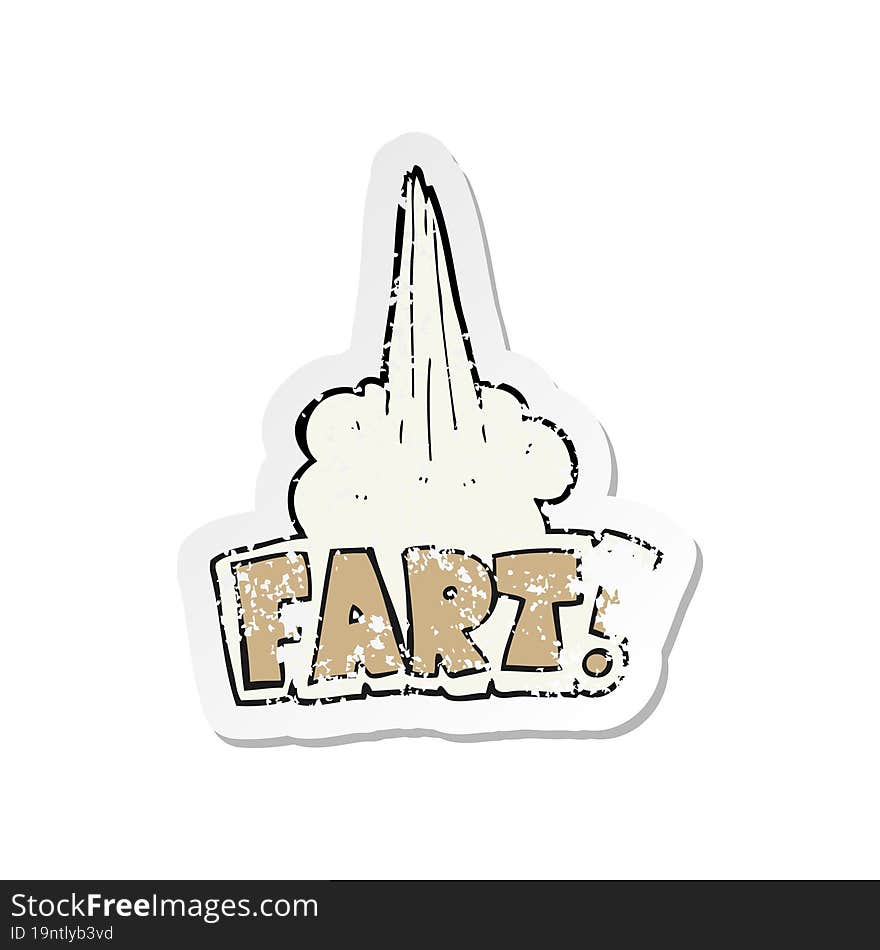 retro distressed sticker of a cartoon fart symbol