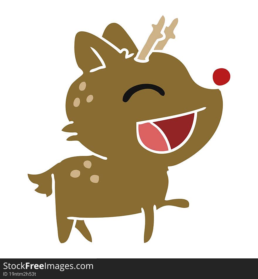 Cartoon Of Cute Red Nosed Reindeer