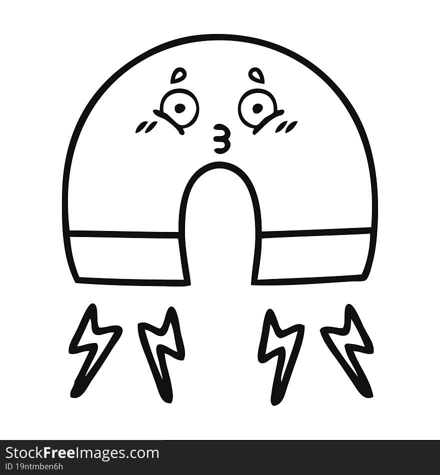 line drawing cartoon of a magnet. line drawing cartoon of a magnet