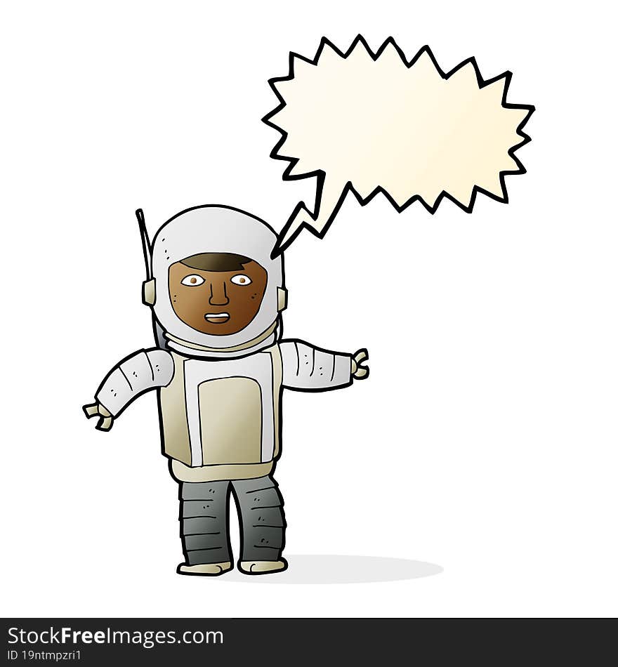 cartoon astronaut with speech bubble