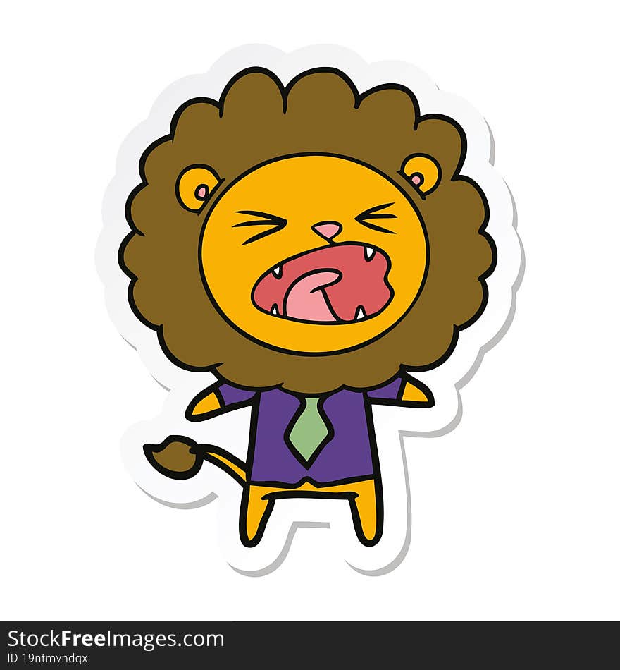 Sticker Of A Cartoon Lion In Business Clothes