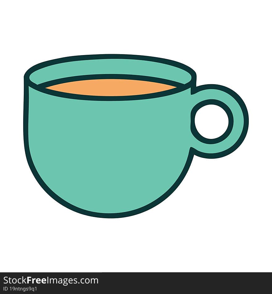 iconic tattoo style image of cup of coffee. iconic tattoo style image of cup of coffee