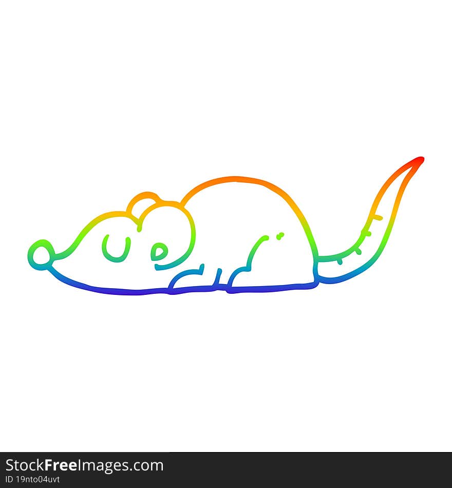 rainbow gradient line drawing of a cartoon black rat