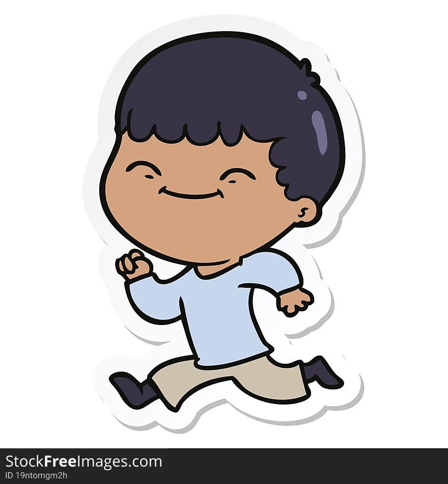 sticker of a cartoon happy boy