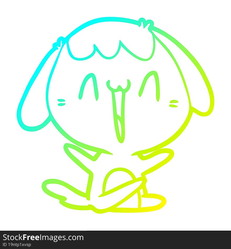 Cold Gradient Line Drawing Cute Cartoon Dog