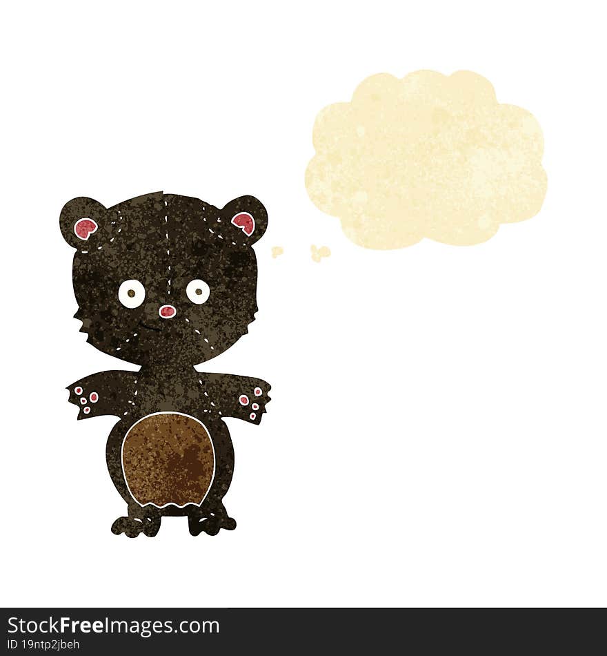 cartoon happy black bear with thought bubble