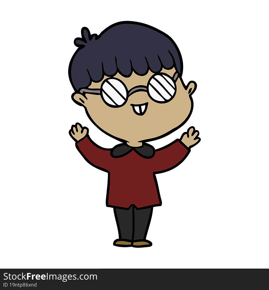 cartoon boy wearing spectacles. cartoon boy wearing spectacles