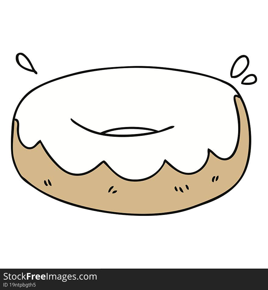 quirky hand drawn cartoon iced donut