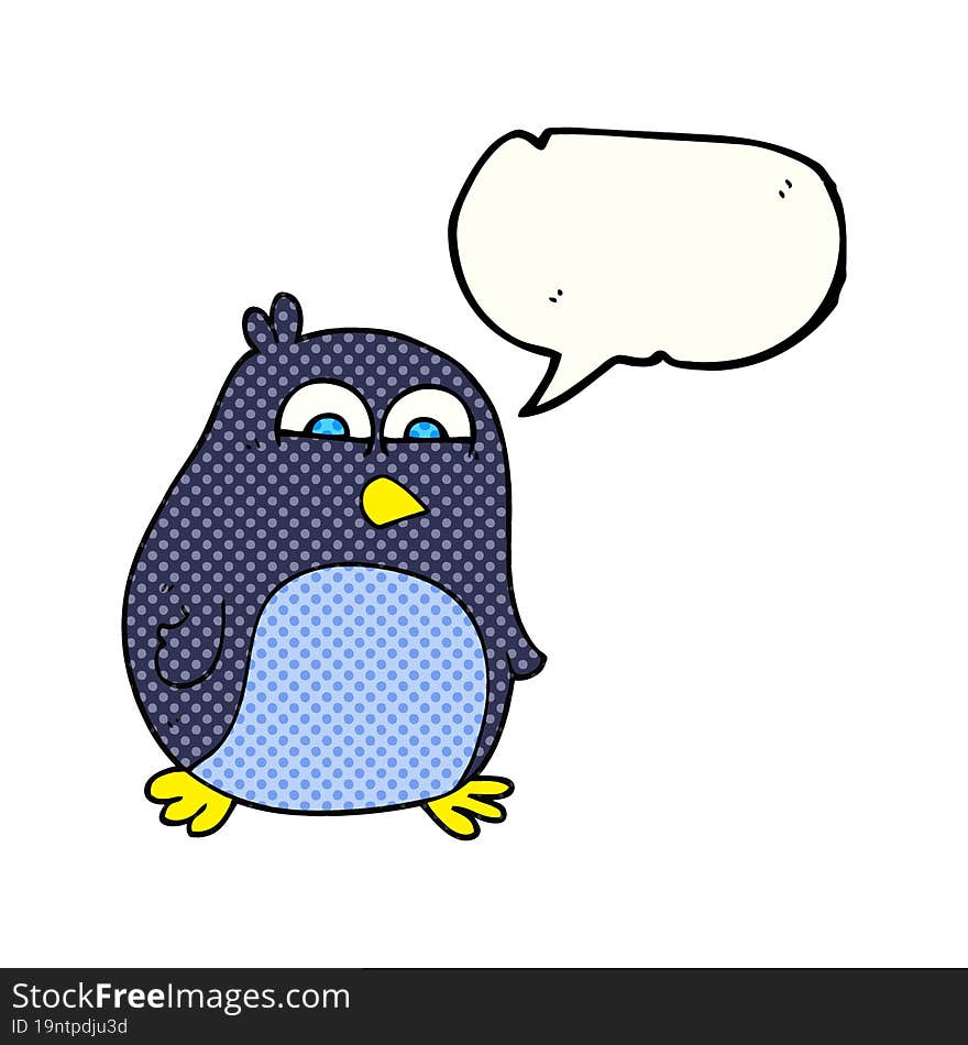 comic book speech bubble cartoon penguin