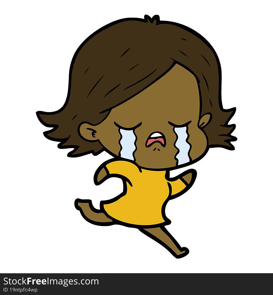 cartoon girl crying whilst running. cartoon girl crying whilst running