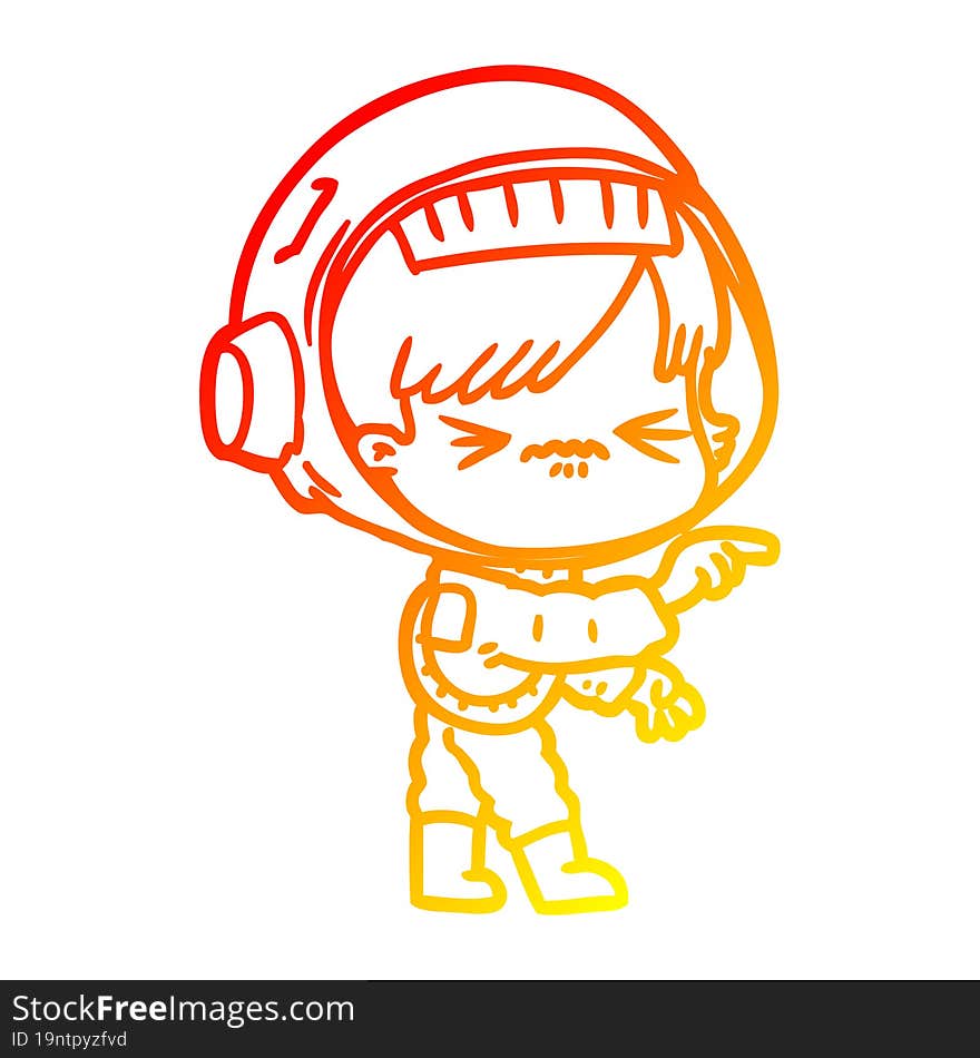 warm gradient line drawing cartoon astronaut woman