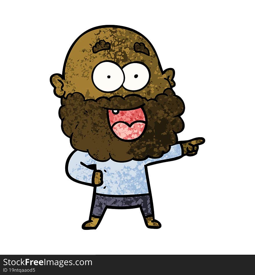 cartoon crazy happy man with beard. cartoon crazy happy man with beard