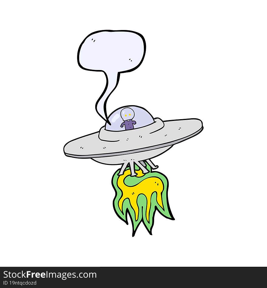 speech bubble cartoon alien flying saucer